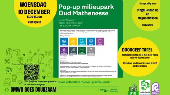 Woensdag 10 december: Pop-up Milieupark, Doorgeeftafel en Singel Clean-up